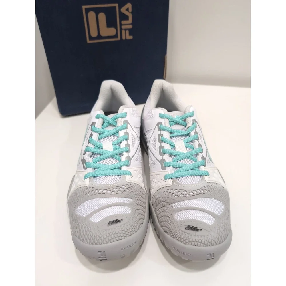 NWB FILA Cage Delirium Sneakers Tennis Shoes Women's White/Aqua Sz. 9.5